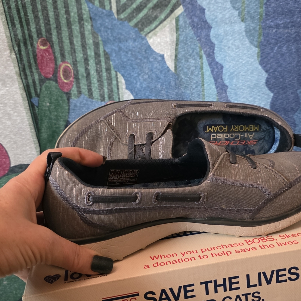 Skechers Gray Blue Women's Shoes - Picture 2 of 6